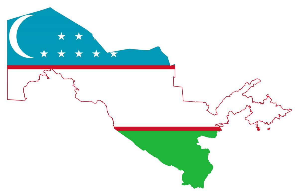 χάρτης του Ουζμπεκιστάν σημαία 