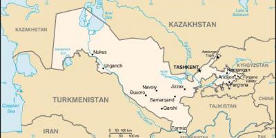 Χάρτης του Ουζμπεκιστάν πόλεις